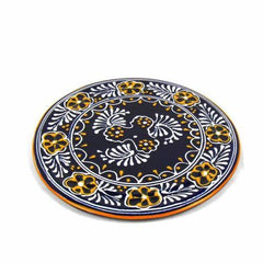 Handmade Pottery 8" Trivet or Wall Hanging, Blue - Encantada - Flyclothing LLC