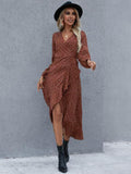 Surplice Neck Ruffled Midi Dress - Trendsi