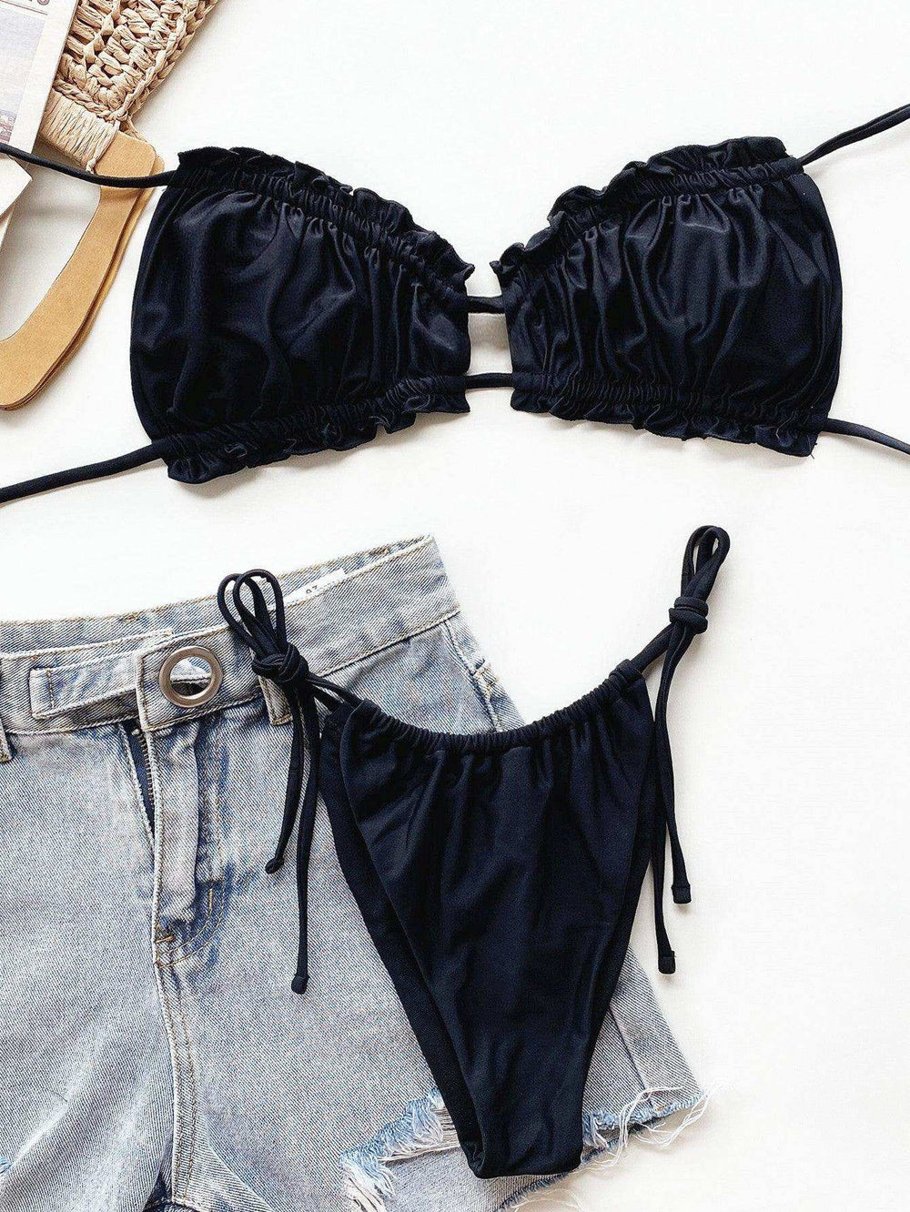 Frill Trill Halter Neck Bikini Set - Trendsi - Flyclothing LLC