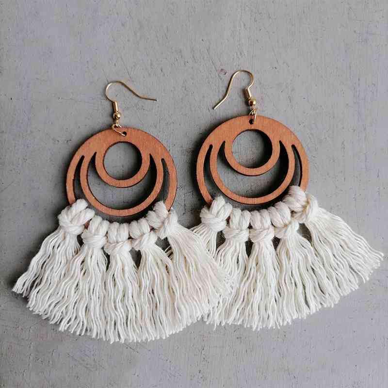 Tassel Detail Geometric Earrings - Flyclothing LLC