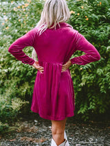 Collared Neck Buttoned Mini Dress - Trendsi - Flyclothing LLC