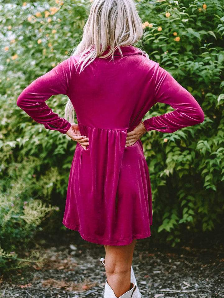 Collared Neck Buttoned Mini Dress - Trendsi - Flyclothing LLC