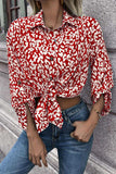 Leopard Roll-Tap Sleeve Shirt - Trendsi - Flyclothing LLC