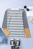 Striped Buttoned Long Sleeve Top - Trendsi - Flyclothing LLC