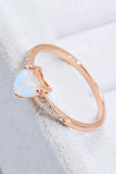 Natural Moonstone Heart 18K Rose Gold-Plated Ring - Trendsi