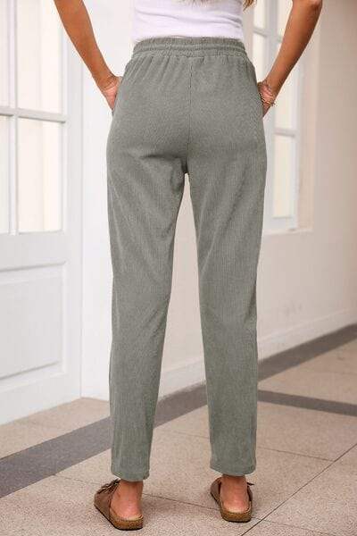 Drawstring Straight Pants with Pockets - Trendsi - Flyclothing LLC