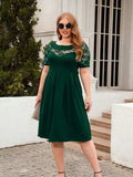Plus Size Ruched Round Neck Short Sleeve Dress - Trendsi - Flyclothing LLC
