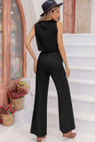 V-Neck Tank Top and Long Pants Set - Trendsi - Flyclothing LLC