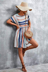 Striped Round Neck Dress - Trendsi - Flyclothing LLC
