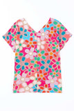 High-Low V-Neck Short Sleeve Blouse - Trendsi - Flyclothing LLC