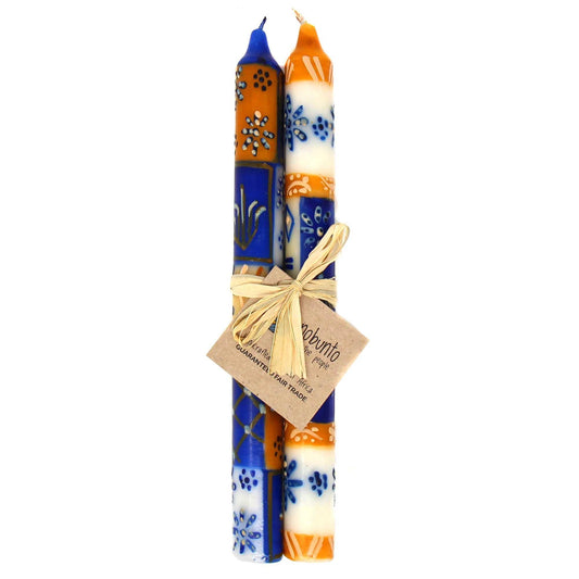 Tall Hand Painted Candles - Pair - Durra Design - Nobunto - Flyclothing LLC