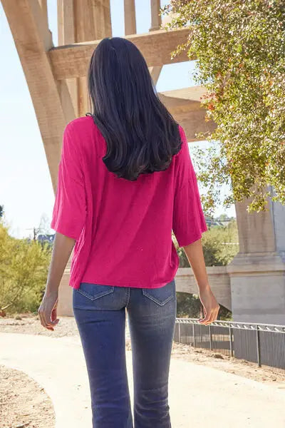 Basic Bae Full Size Round Neck Drop Shoulder T-Shirt - Trendsi - Flyclothing LLC