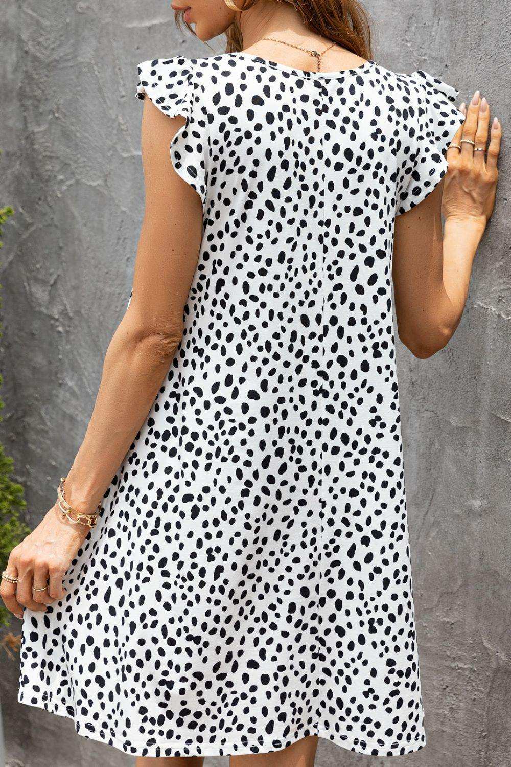 Butterfly Sleeve Round Neck Dress - Trendsi - Flyclothing LLC