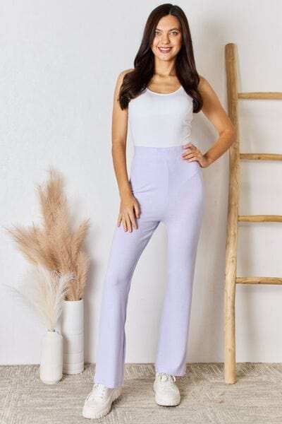 RISEN Full Size High Waist Ultra Soft Knit Flare Pants - Trendsi - Flyclothing LLC