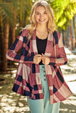Plaid Open Front Cardigan - Trendsi