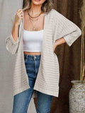 Striped Open Front Knit Cardigan - Trendsi - Flyclothing LLC