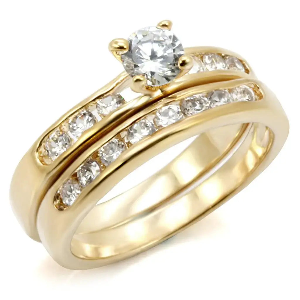 Alamode High-Polished 925 Sterling Silver Ring with AAA Grade CZ in Clear - Alamode - Flyclothing LLC