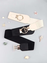 PU Elastic Wide Belt with Alloy Buckle - Trendsi - Flyclothing LLC