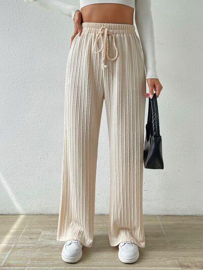 Drawstring Wide Leg Pants - Trendsi