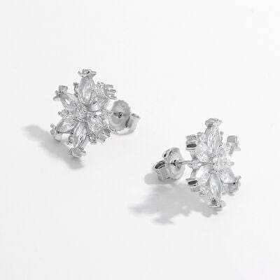 925 Sterling Silver Zircon Snowflake Earrings - Trendsi - Flyclothing LLC