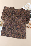 Plus Size Printed Smocked Butterfly Sleeve Blouse - Trendsi - Flyclothing LLC