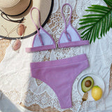 Spaghetti Strap Ribbed Bikini Set - Trendsi - Flyclothing LLC