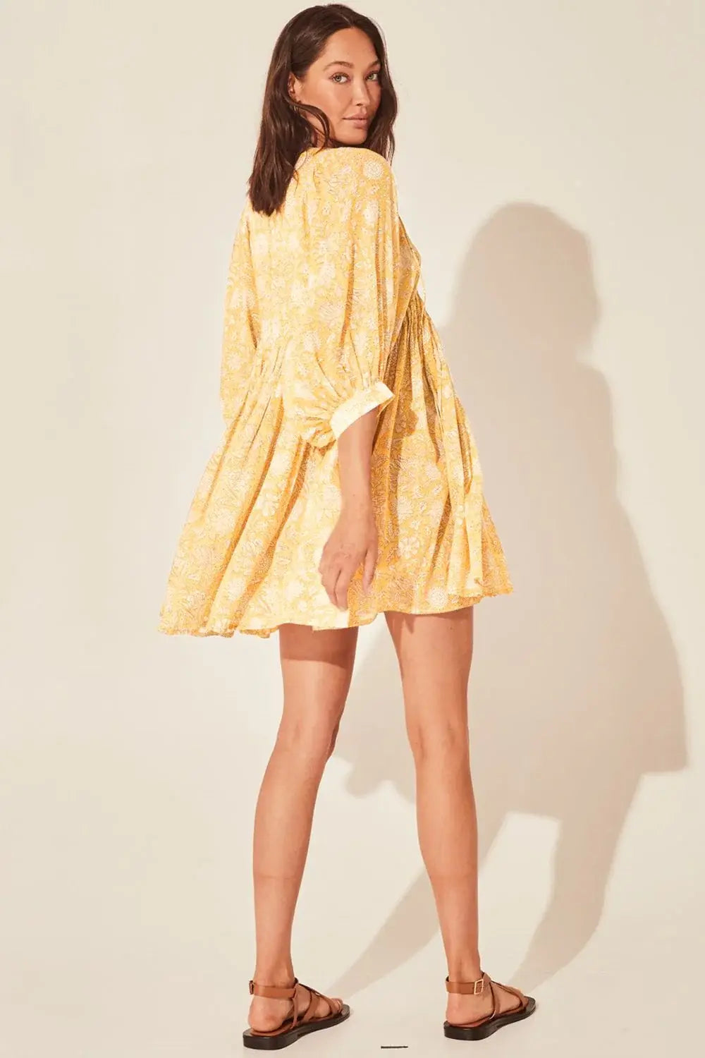 Floral Tie Neck Lantern Sleeve Dress - Trendsi - Flyclothing LLC