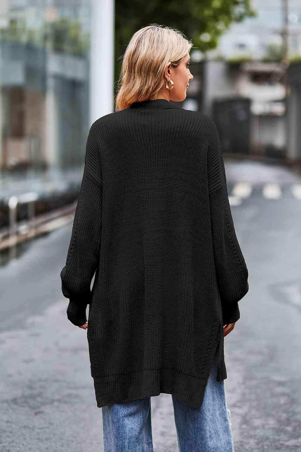 Open Front Dropped Shoulder Longline Cardigan - Trendsi - Flyclothing LLC