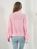 Turtleneck Zip Up Long Sleeve Knit Top - Trendsi - Flyclothing LLC