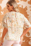 Floral Round Neck Short Sleeve Blouse - Trendsi