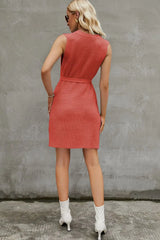 Round Neck Slit Sleeveless Sweater Dress - Trendsi - Flyclothing LLC