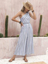 Printed Single Shoulder Sleeveless Jumpsuit - Trendsi - Flyclothing LLC