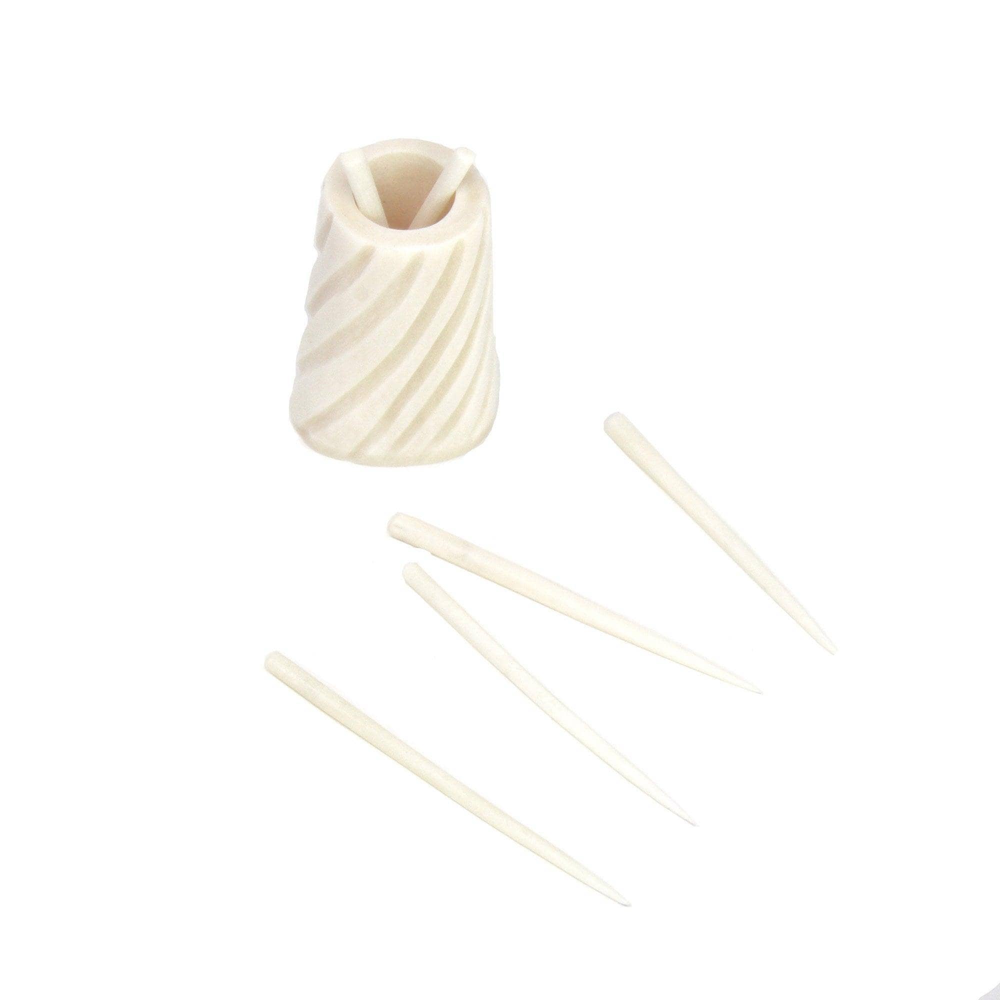 Hand-caved Cocktail Picks & Jar in Natural Bone - Flyclothing LLC