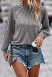Lace Detail Lantern Sleeve T-Shirt - Trendsi - Flyclothing LLC