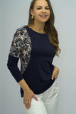 Round Neck Printed Shoudler Tee - Trendsi
