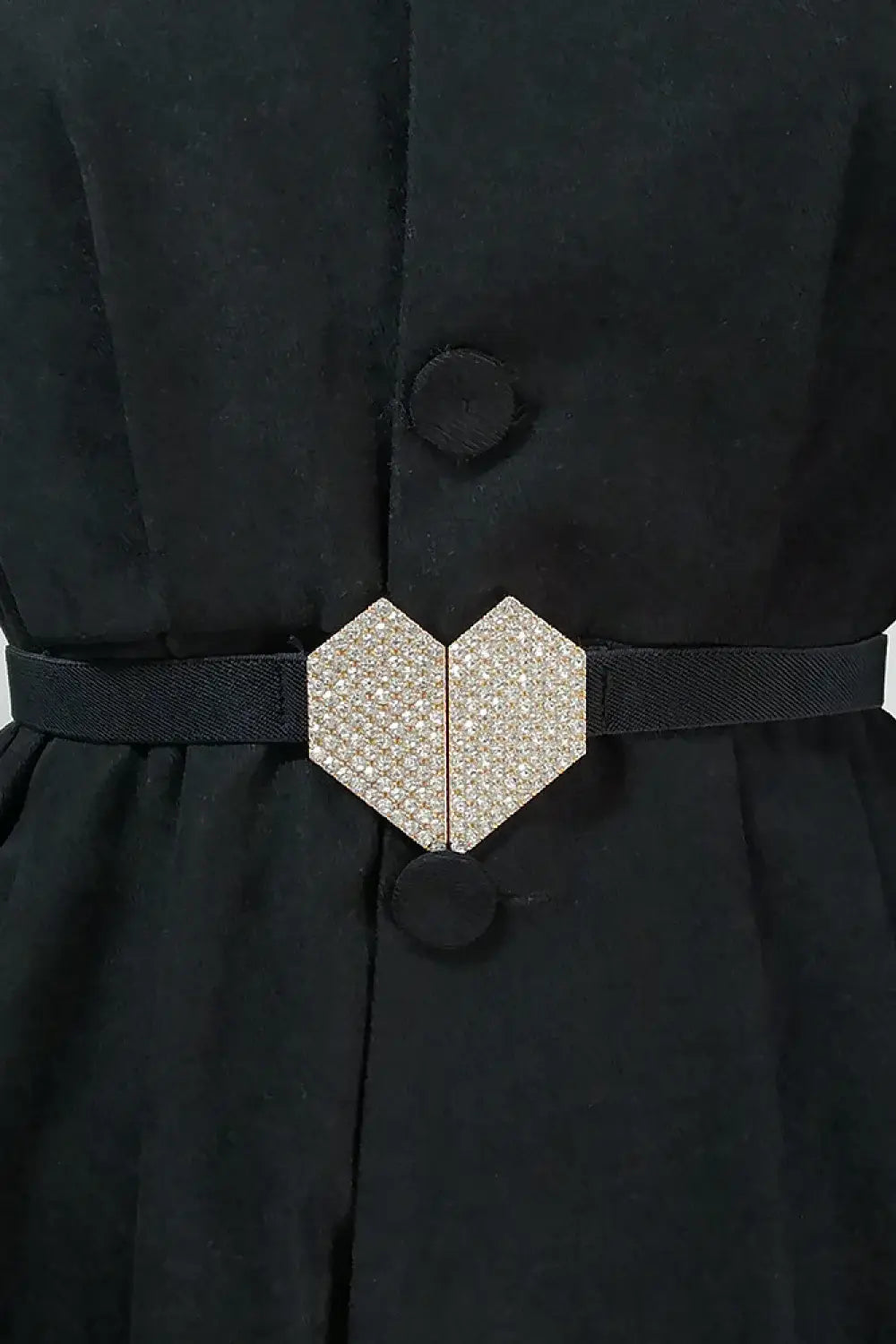 Rhinestone Heart Buckle Elastic Belt - Trendsi - Flyclothing LLC