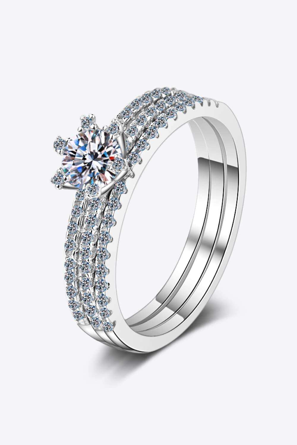 Moissanite 925 Sterling Silver Ring Set - Trendsi - Flyclothing LLC