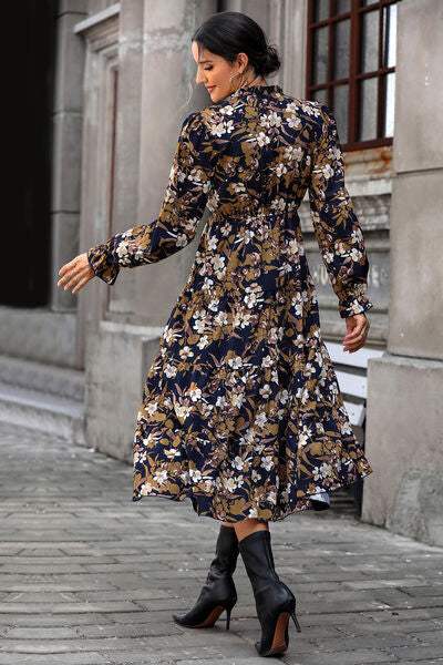 Floral Flounce Sleeve Tiered Dress - Trendsi - Flyclothing LLC