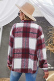 Plaid Button Up Dropped Shoulder Jacket - Trendsi - Flyclothing LLC