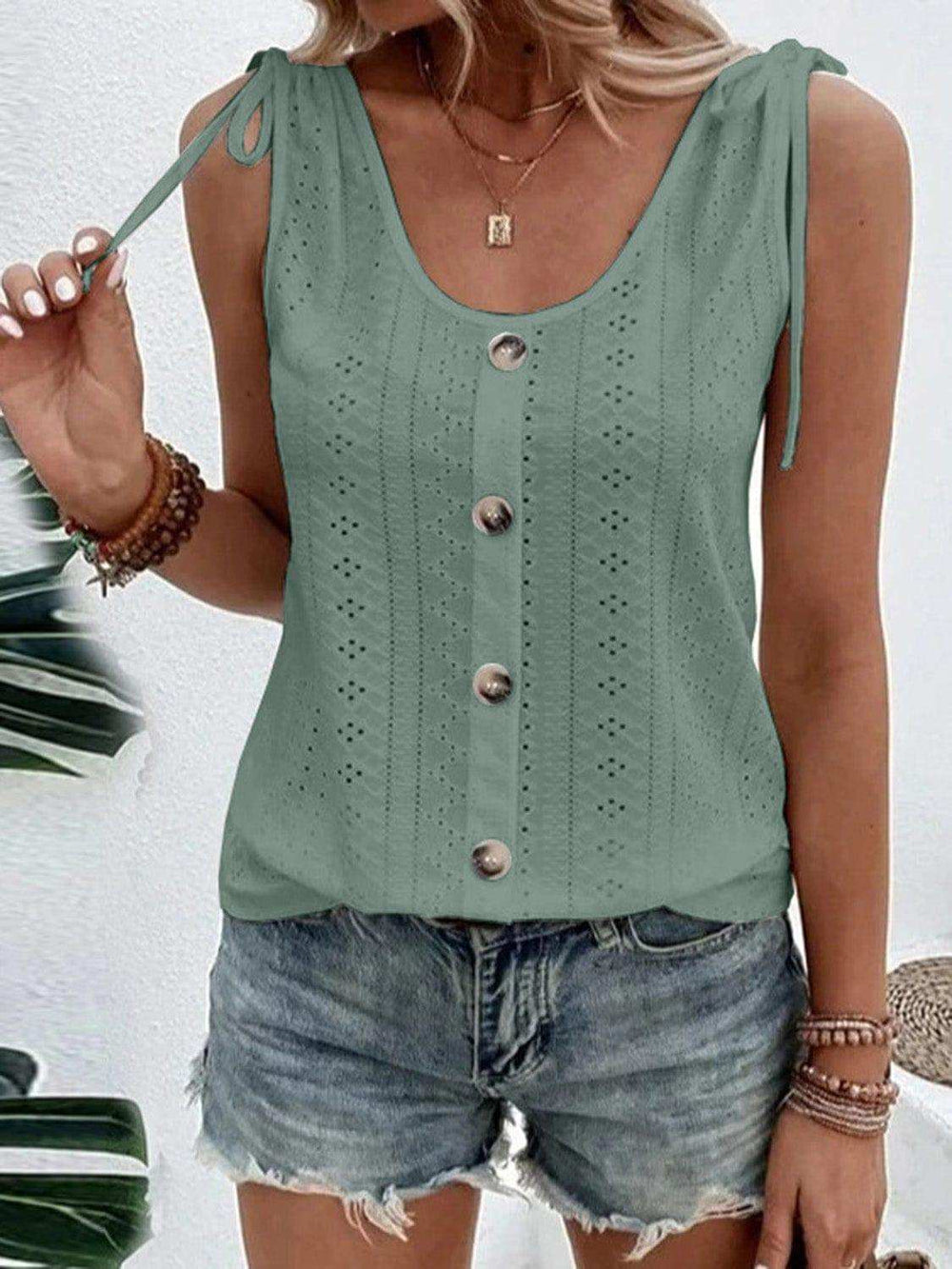 Full Size Scoop Neck Sleeveless Tank Top - Trendsi - Flyclothing LLC