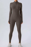 Half Zip Mock Neck Active Jumpsuit - Trendsi - Flyclothing LLC