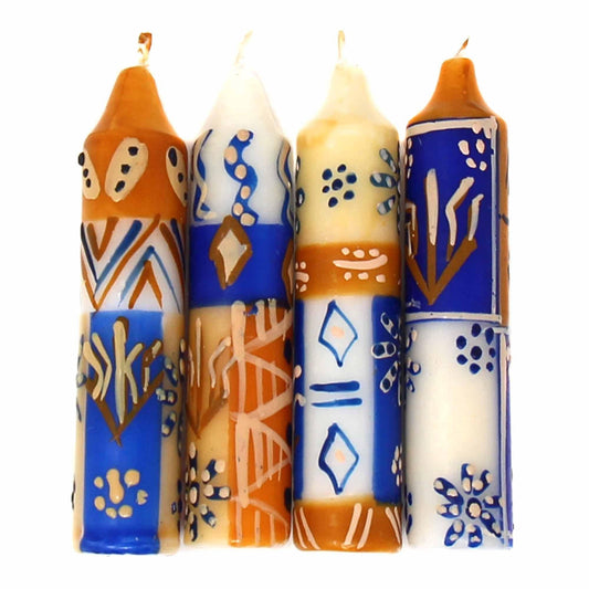 Hand-Painted 4" Dinner or Shabbat Candles, Set of 4  (Durra Design) - Nobunto