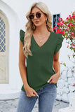 Ruffled V-Neck Cap Sleeve Blouse - Trendsi - Flyclothing LLC