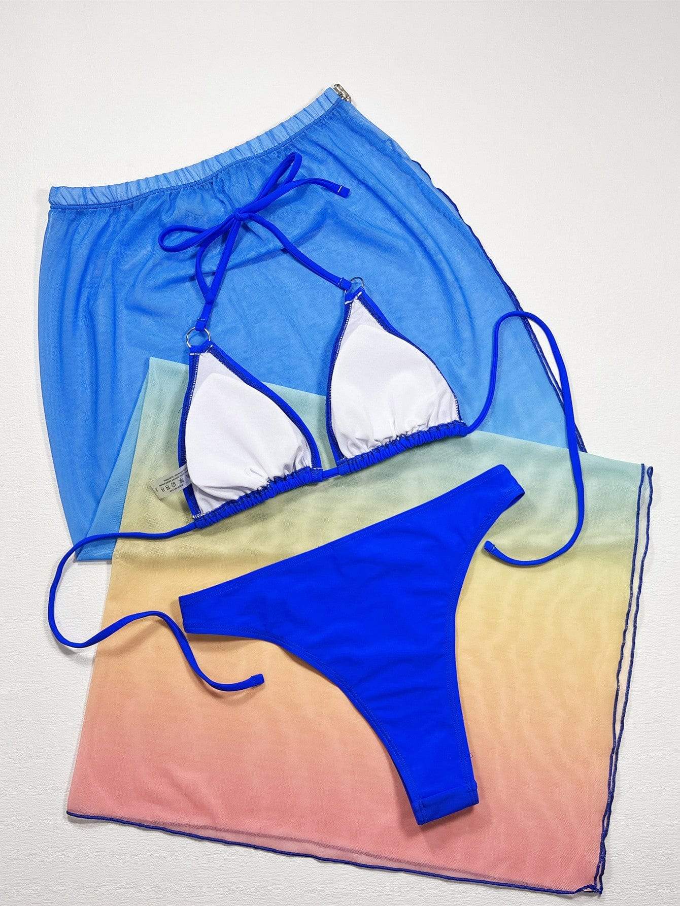 Gradient Halter Neck Three-Piece Swim Set - Trendsi - Flyclothing LLC
