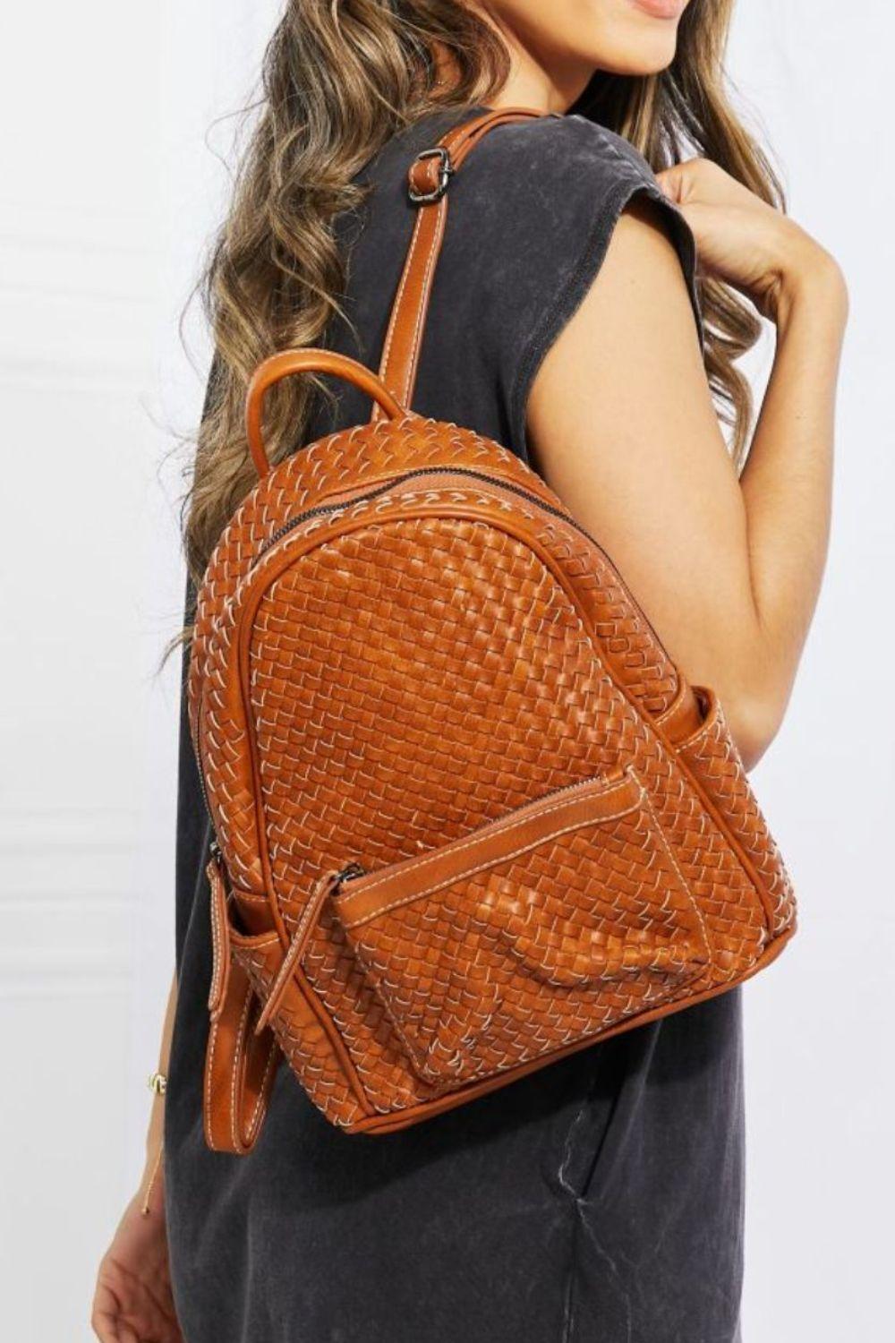 SHOMICO Certainly Chic Faux Leather Woven Backpack - Flyclothing LLC