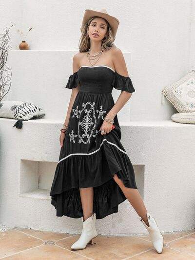 High-Low Off-Shoulder Dress - Trendsi - Flyclothing LLC
