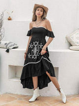 High-Low Off-Shoulder Dress - Trendsi - Flyclothing LLC