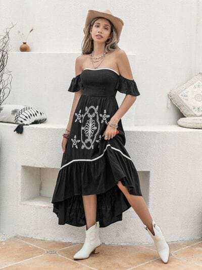 High-Low Off-Shoulder Dress - Trendsi - Flyclothing LLC