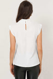 Mock Neck Cap Sleeve Blouse - Trendsi - Flyclothing LLC