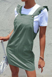 Ruffed Overall Dress with Pockets - Trendsi